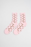 Medias rosadas largas con diseños de perritos salchicha