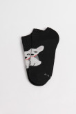 Medias unicolores tobilleras con arte de perrito
