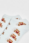 Medias unicolores tobilleras con diseños de ositos