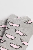 Medias tobilleras unicolores con diseños de cerditos
