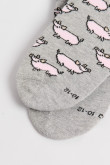 Medias tobilleras unicolores con diseños de cerditos