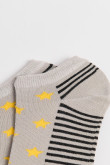 Medias unicolores tobilleras con rayas y diseño de estrellas