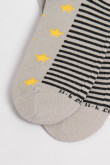Medias unicolores tobilleras con rayas y diseño de estrellas