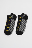 Medias unicolores tobilleras con rayas y diseño de estrellas