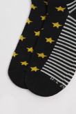 Medias unicolores tobilleras con rayas y diseño de estrellas