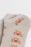 Medias unicolores tobilleras con diseños de ositos