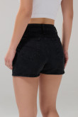 Short de jean tiro alto gris intenso con botones metálicos