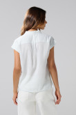 Blusa unicolor a rayas manga corta con hombro rodado
