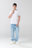 Camiseta polo manga corta unicolor con botones en frente