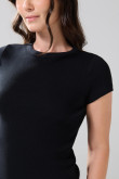 Camiseta en tela de rib unicolor ajustada manga corta