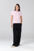 Camiseta ajustada cuello redondo unicolor en algodón