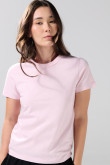 Camiseta ajustada cuello redondo unicolor en algodón