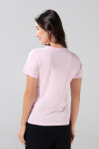 Camiseta ajustada cuello redondo unicolor en algodón