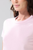 Camiseta ajustada cuello redondo unicolor en algodón