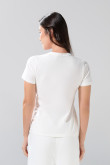 Camiseta ajustada cuello redondo unicolor en algodón