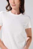 Camiseta ajustada cuello redondo unicolor en algodón