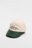 Gorra beisbolera color crema sin refuerzo, sistema de cierre plástico y con bordado de "Dos Senderos".