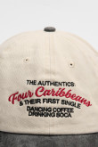 Gorra beisbolera color crema sin refuerzo, sistema de cierre trabilla y con bordado de "The Authentics: Four Caribbeans".