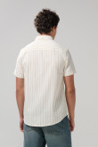 Camisa a rayas unicolor con manga corta y bolsillo