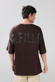 Camiseta oversize manga corta unicolor con diseño posterior