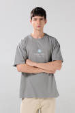 Camiseta unicolor oversize manga corta con textos estampados