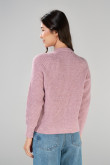Cárdigan rosado claro tejido con cuello redondo