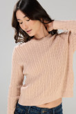 Suéter cuello redondo rosado claro con trenzas