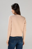 Suéter cuello redondo rosado claro con trenzas