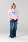 Buzo oversize rosado con capota y arte de Lilo y Stitch