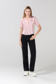 Blusa unicolor con cuello resort y manga corta
