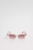 Gafas de sol con marco rectangular crema y lentes esfumados en contraste.