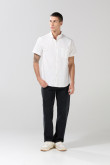 Camisa cuello button down unicolor con bolsillo delantero