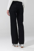 Jean negro straight low waist con perlas y tiro bajo
