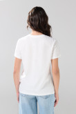 Camiseta cuello redondo crema con arte college de USA