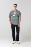 Camiseta manga corta gris intensa con arte de Rick and Morty