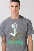 Camiseta manga corta gris intensa con arte de Rick and Morty