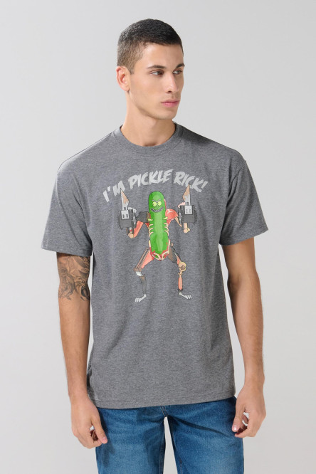 Camiseta de Rick and Morty gris intensa manga corta