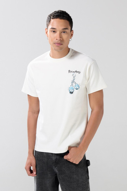 Camiseta de Rick and Morty cuello redondo crema clara