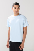 Camiseta en tela pesada unicolor oversize manga corta