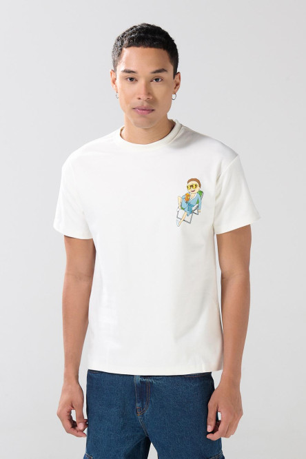 Camiseta de Rick and Morty crema clara manga corta