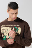 Buzo café oscuro oversize cuello redondo de Rick and Morty