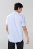 Camisa cuello nerú unicolor con rayas y manga corta