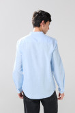 Camisa en algodón con cuello nerú unicolor y botones