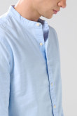 Camisa en algodón con cuello nerú unicolor y botones