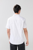 Camisa unicolor en algodón cuello button down a rayas