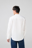 Camisa en algodón con cuello nerú unicolor y botones