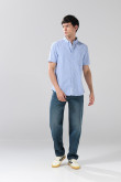 Camisa unicolor en algodón cuello button down a rayas