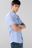 Camisa unicolor en algodón cuello button down a rayas