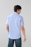 Camisa unicolor en algodón cuello button down a rayas
