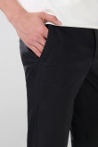 Pantalón tiro medio unicolor slim en dril con bolsillos
